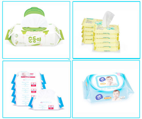 30 - 120PC เครื่องผลิตผ้าเช็ดเปียกแบบเปียก มี 5 เส้นตัด เครื่องบรรจุผ้าเช็ดเปียกเด็ก