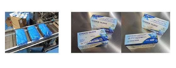 เครื่องบรรจุกล่องบรรจุถุงมืออัตโนมัติ 1.5KW ขับเคลื่อนด้วยกลไก