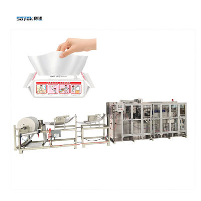 7.5 KW อัตโนมัติผ้าเช็ดพื้นที่เปียก ทําเครื่องบรรจุด้วยการควบคุม servo 8 ชุด หัวเปียก